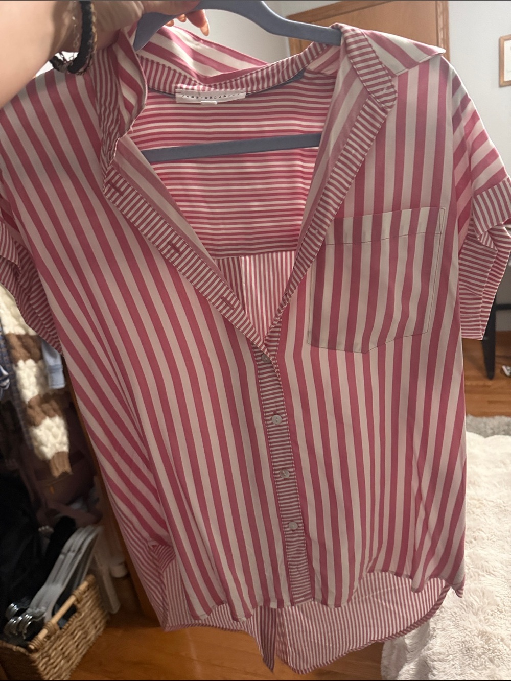 womens size small Pink Stripe Button-Up Shirt